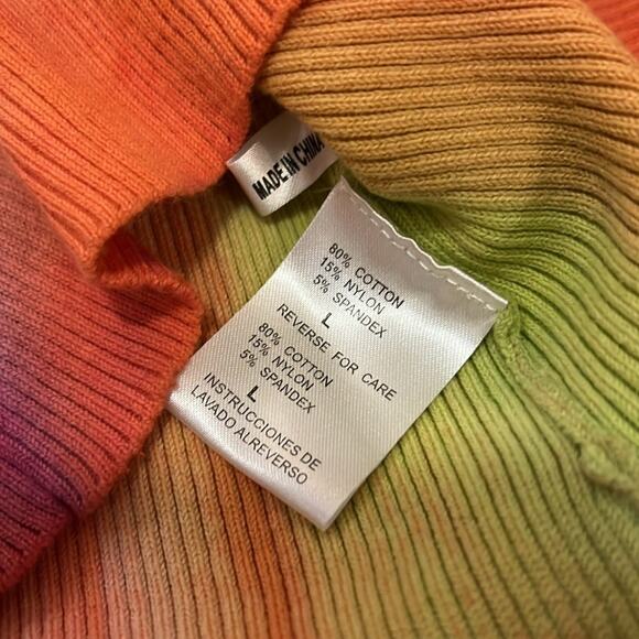 NWT Belldini Top Large Shirt Embellished Orange Tye Dye Boho‎ Embroidered Floral - Picture 9 of 16